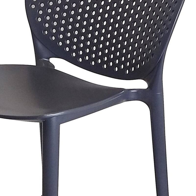 HomeRoots Set of Four 26" Dark Gray Heavy Duty Plastic Low Back Counter Height Bar Chairs