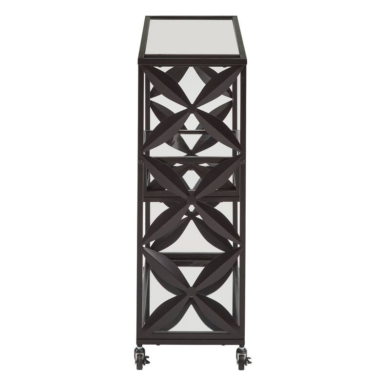 Willits Black Finish Mirrored Bar Cart with Shelf by iNSPIRE Q Modern