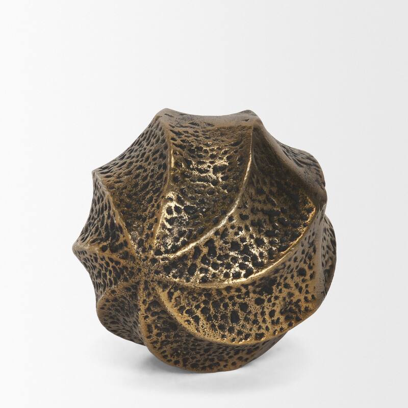 Imani Large / Small Sculptural Textured Antiqued Gold Metal Decorative Orb Object