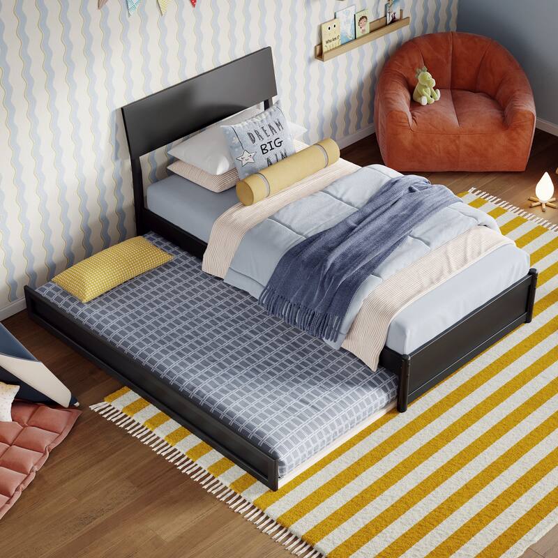 Norla Wood Platform Bed with Trundle