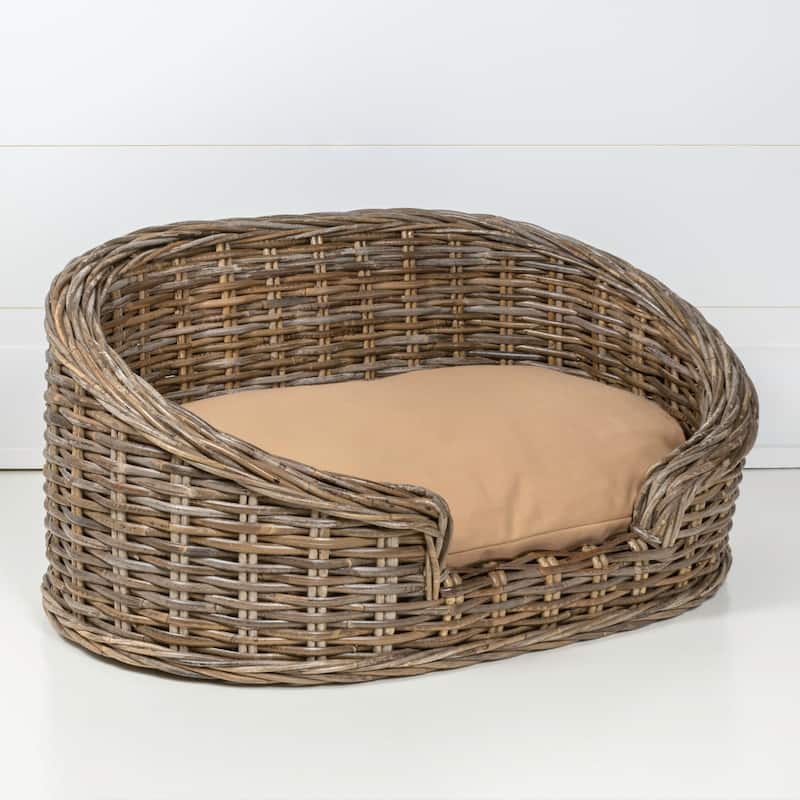 Handwoven Dog Bed with Machine-Washable Cushion