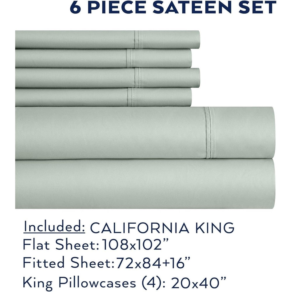 Thomasville 1500 Thread Count Green 6 Piece Premium Cotton Rich Sateen Sheet Set