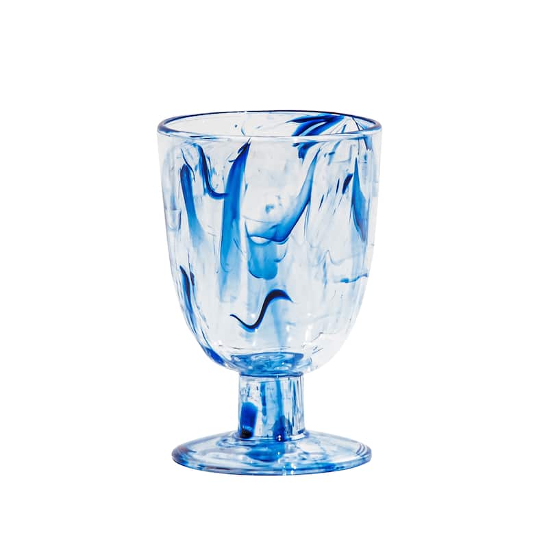 Abode Homewares Aegean Swirl Acrylic Wine Glass - Blue - 14 oz - Set of 6