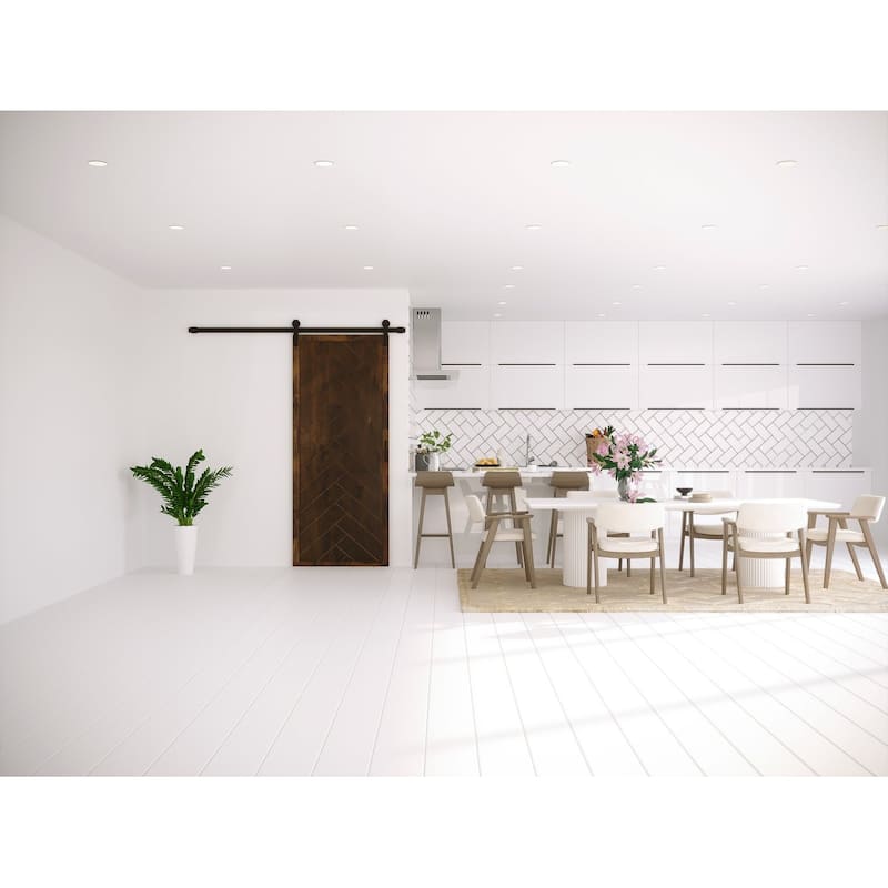 42 in. x 84 in. Herringbone Interior Barn Door with Hardware Kit