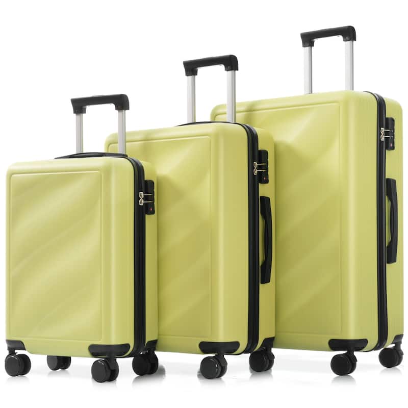 3-Piece, 20, 24, 28-Inch Modern Luggage Sets with Side Hooks and TSA Lock, for Boarding Travel, Tea Green - Green