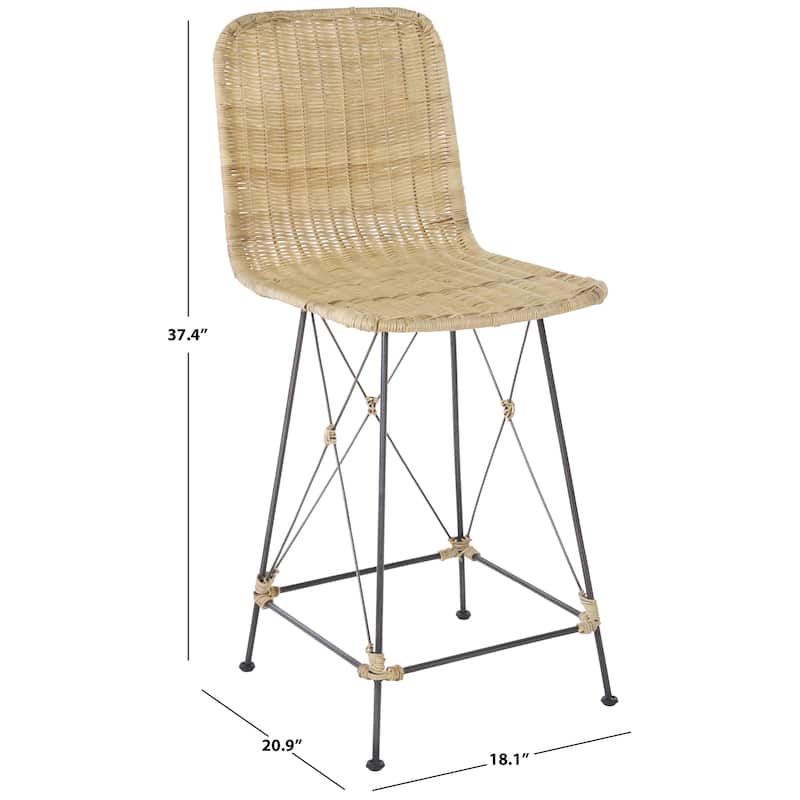 SAFAVIEH Home Minerva 24-inch Weaved Counter Stool [SET of 2] - 18"W x 21"D x 37"H