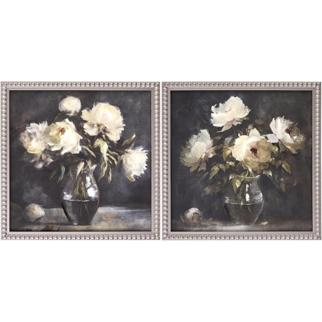 Livabliss Flores Traditional Framed Art Set of 2 - Charcoal