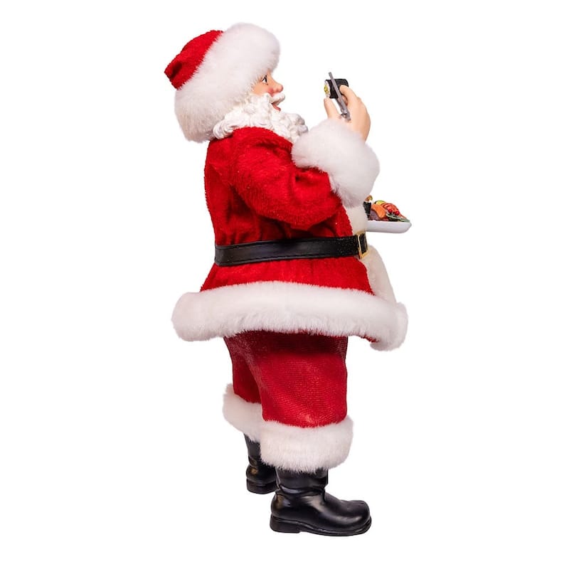Kurt Adler 10.5-Inch Fabriche Santa with Sushi Platter