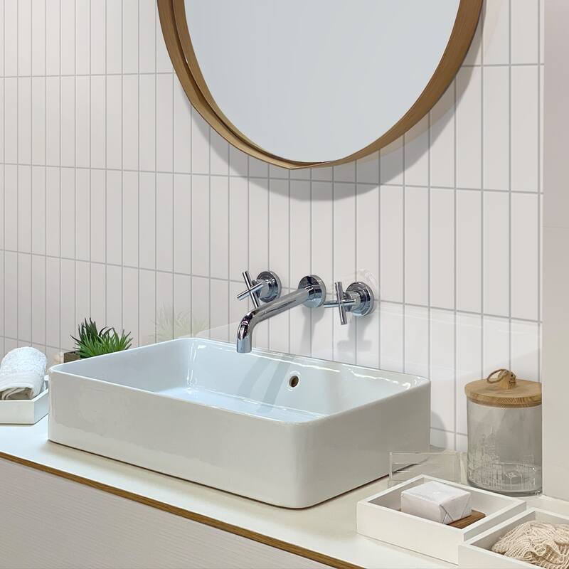 Apollo tile 2" x 8" Arte Glossy White Ceramic Tile (6.46 sq ft/case) - 60 Pack