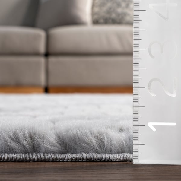 dimension image slide 4 of 6, Nuloom Nia SuperiorWash Tile Faux Rabbit Machine Washable Area Rug