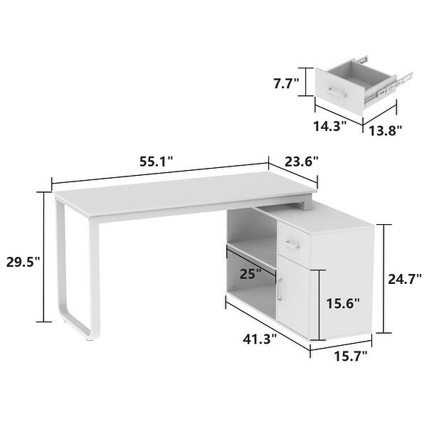 L-shaped Executive Desk With Drawer Cabinet for Home and Office Wrting ...
