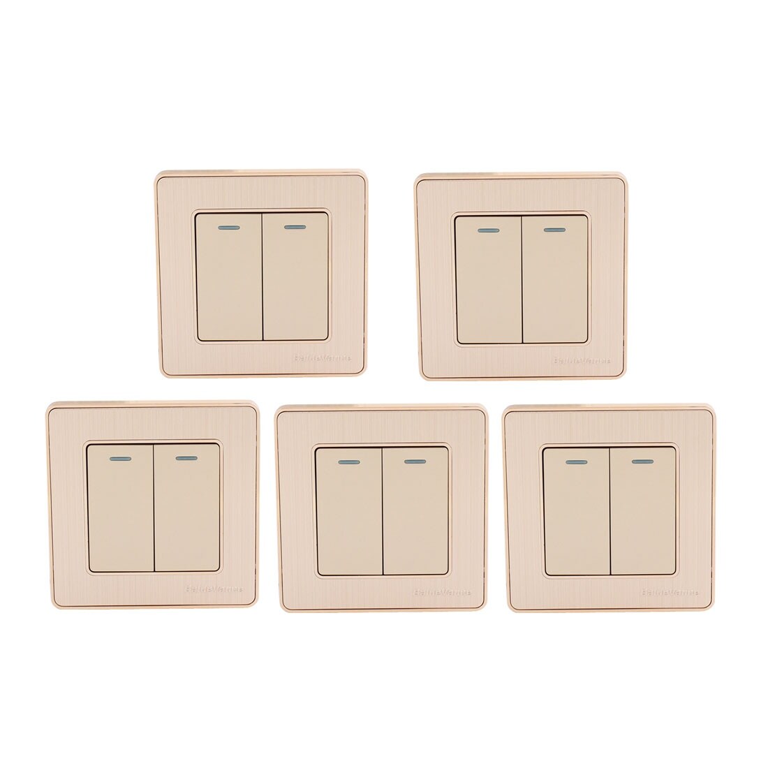 5pcs On Off Press Button 2 Gang 2 Way Wall Switch Home Light Control Green