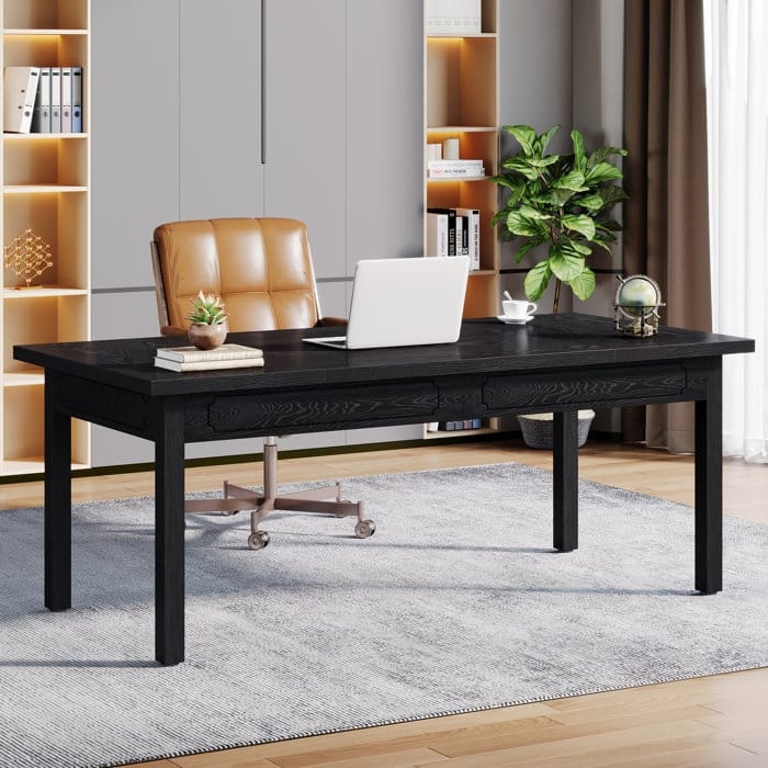 62.9 Inches Computer Desk, Large Executive Office Desk for Home Office - Black