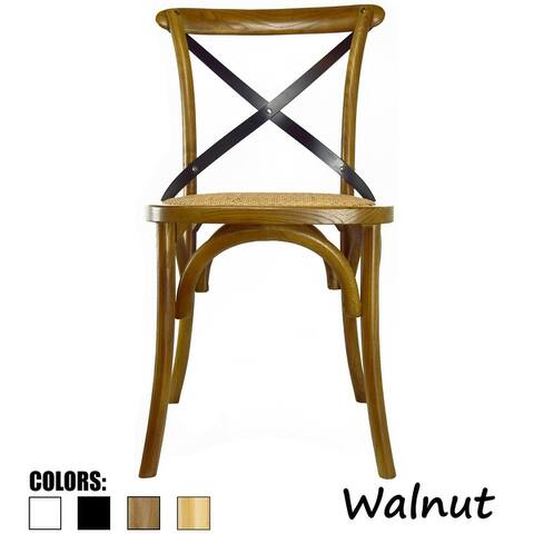 Mid Century Modern Contemporary Antique Style Cross Back X Open Wooden Frame Dining Accent Wood Chairs