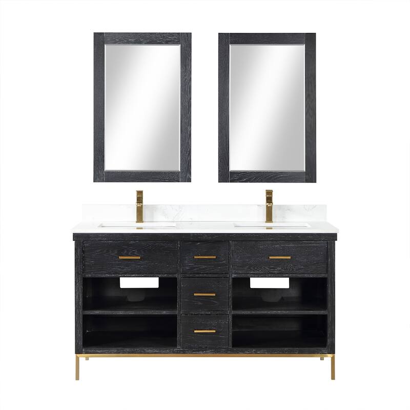 Altair Kesia Bathroom Vanity with Composite Stone Countertop with Mirror