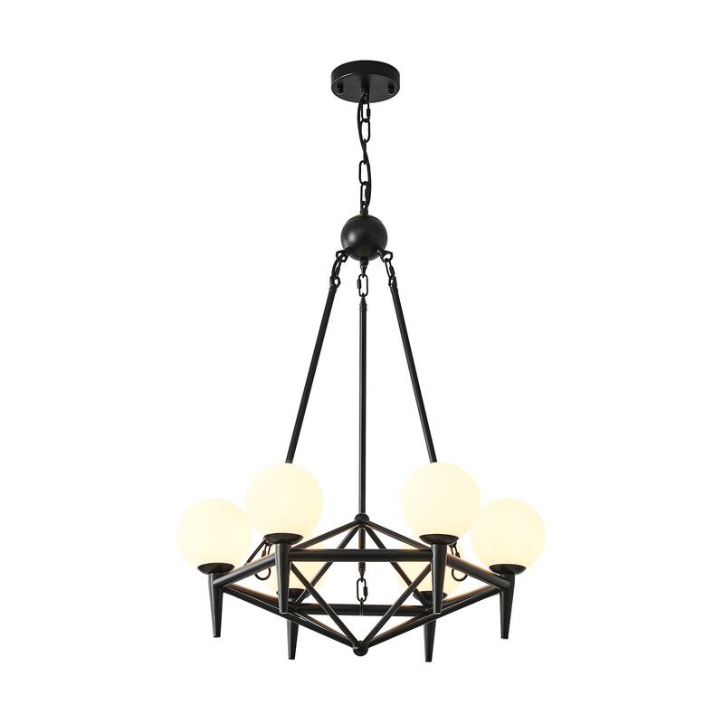 Dimmable 6 - Light Streamlined Modern Linear Chandelier - Matte Black