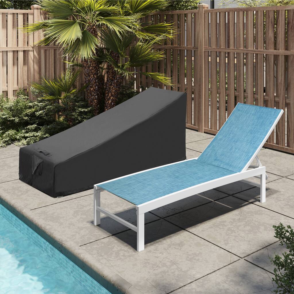 VredHom Outdoor Adjustable Aluminum Chaise Lounge Chairs with Cover (Set of 2) - 77.56 in W x 23.63 in D x 16.34 in H