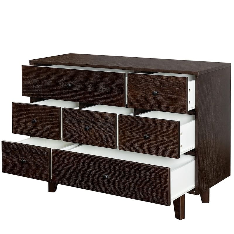 Modern Auburn Solid Wood Dresser Chest of Drawers with Retro Round Handle