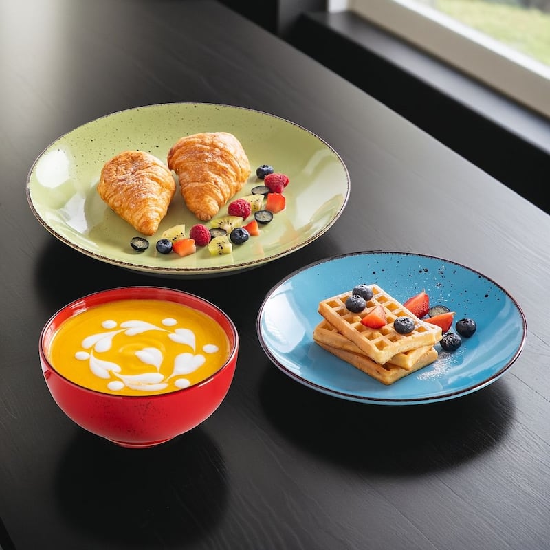 vancasso NAVIA Sesame Glaze 12-Piece Stoneware Dinnerware Set