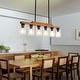 preview thumbnail 60 of 67, Farmhouse Linear Chandelier Rustic Wood Kitchen Island Lighting Dining Room Pendant Light Fixture with Seeded Glass Shade