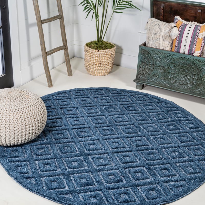 JONATHAN Y Ankara Neutral Diamond Trellis Indoor/Outdoor Area Rug