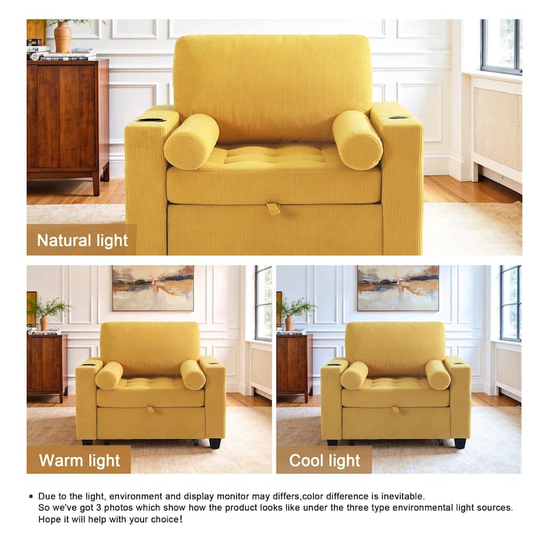 3-in-1 Pull-Out Sleeper Chair Bed Convertible Adjustable Lounge