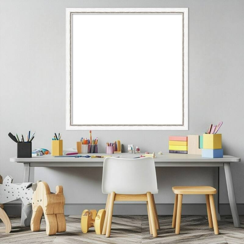 Amanti Art Morgan White Blue Framed Dry Erase Magnetic Board