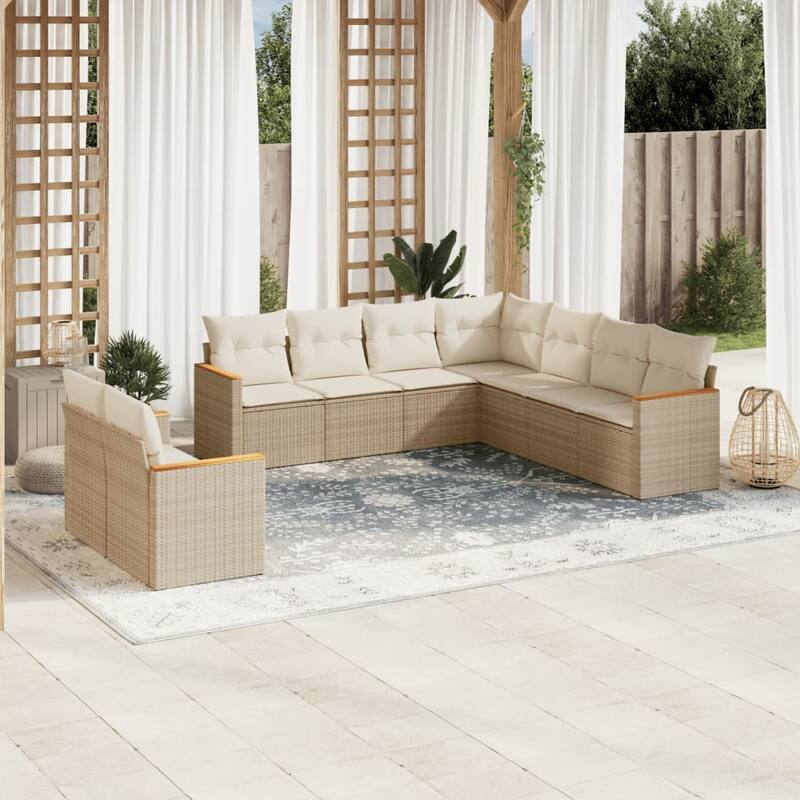 vidaXL Garden Sofa Set Black - 24.4 x 24.4 x 27.2 - Beige Large Without table