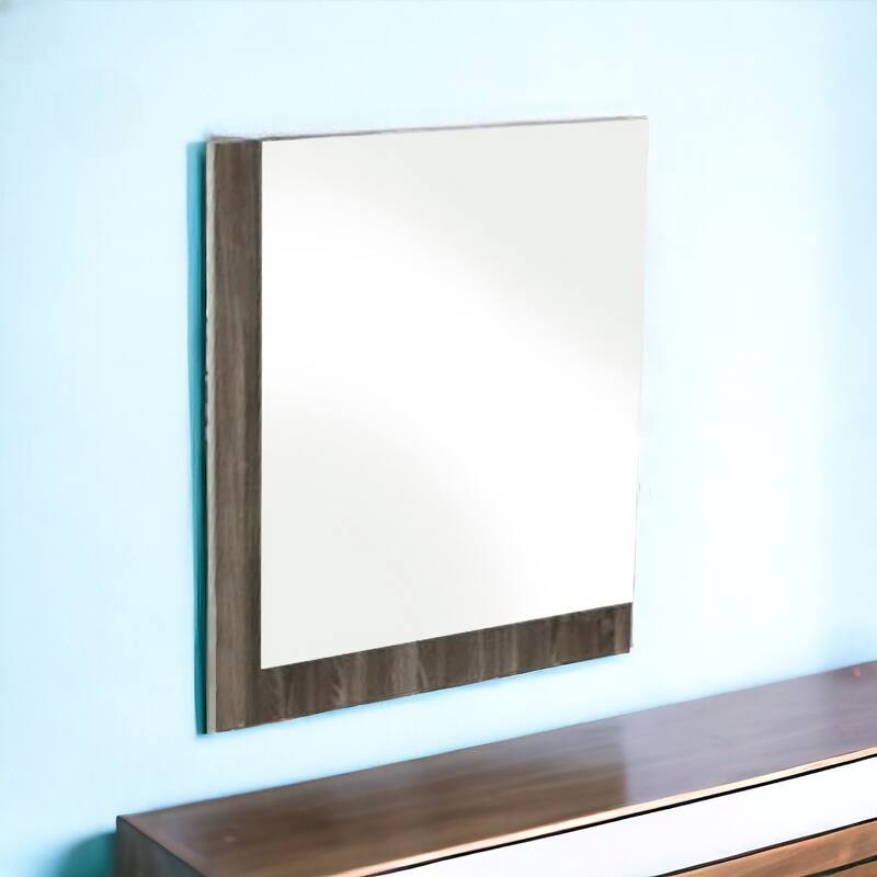 HomeRoots 41" Gray Wood Framed Mounted Dresser Mirror - Gray