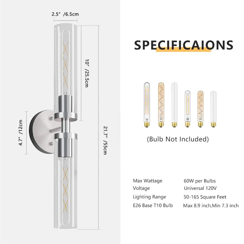 Set of 2 Modern Bathroom Light Fixtures for Mirror & Hallway Lighting