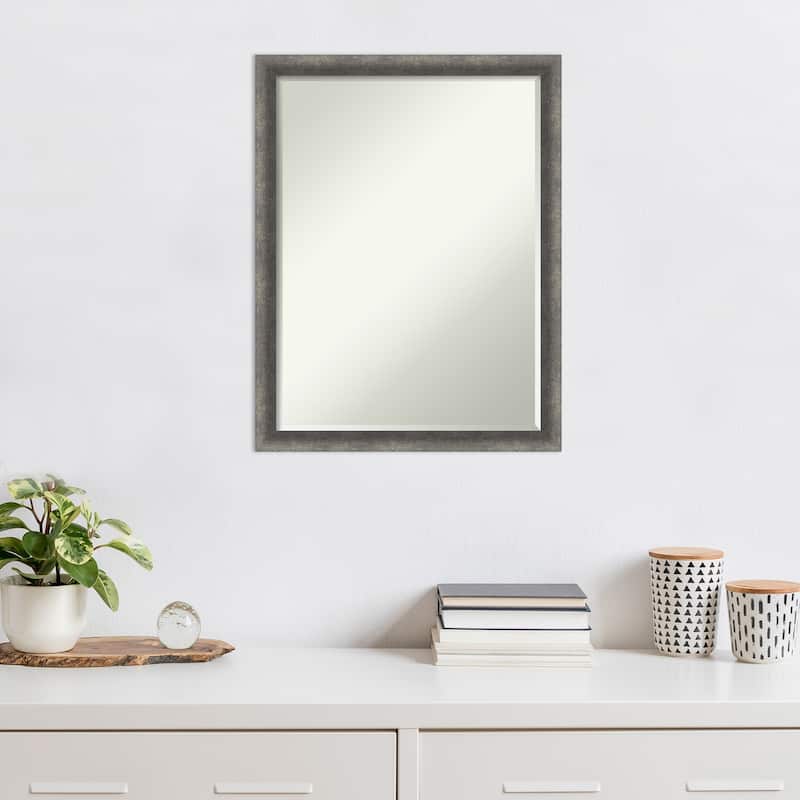 Burnished Concrete Narrow Half-Inch-Bevel Wood Framed Wall Mirror - Burnished Concrete Narrow - Glass Size 18x24