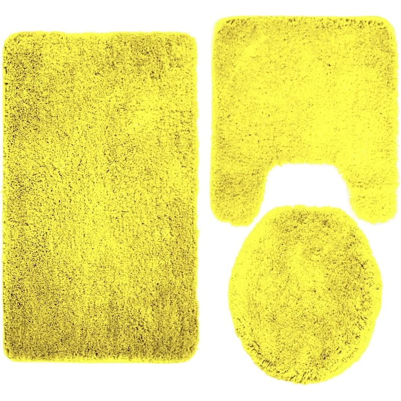 Queen Mary 3 Piece Bathroom Rug Set, Luxury Soft Plush Bath Mat, Contour Rug, Lid Cover, Non-Slip