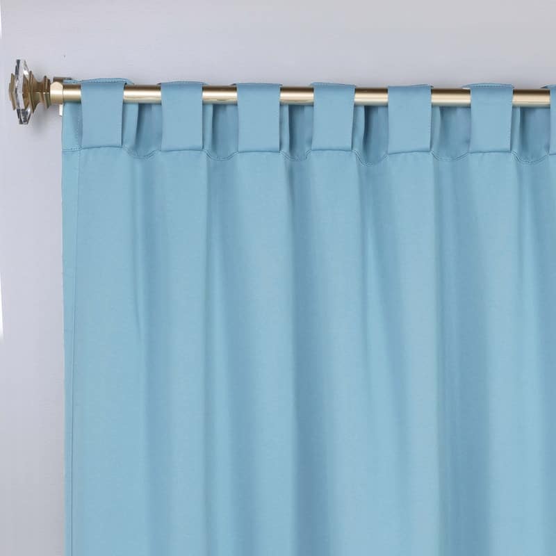 Superior Solid Machine Washable Room Darkening Curtains with Back Tabs, Set of 2