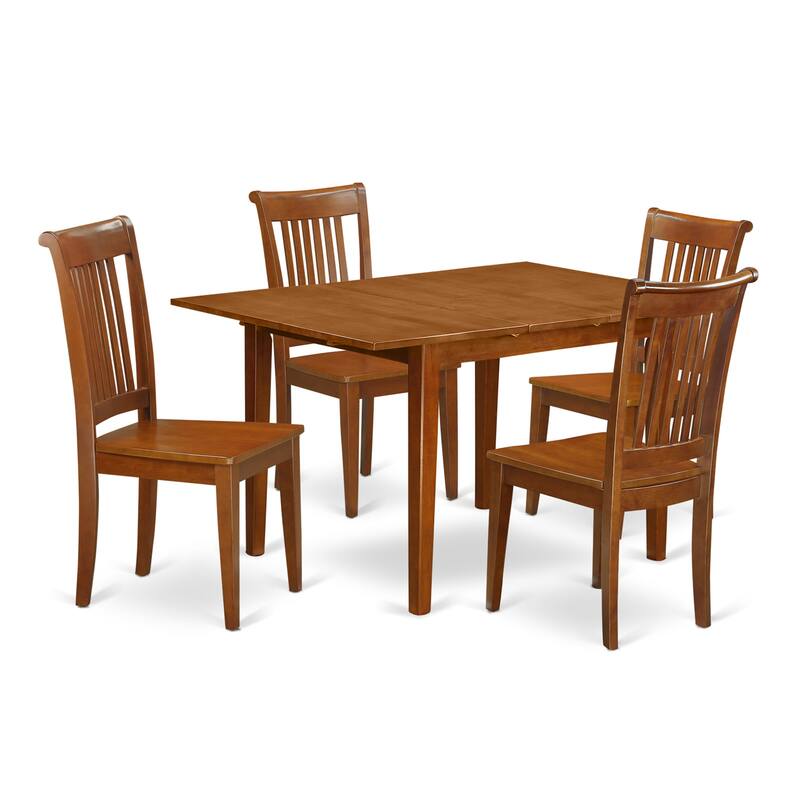 East West Furniture Dining Set Includes a Rectangle Dining Table with Butterfly Leaf and 4 Kitchen Chairs (Seat Chair Options)