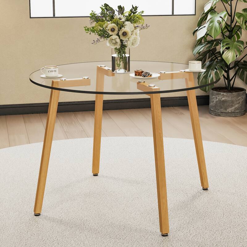 Modern simple style round transparent tempered glass table, tempered glass table top