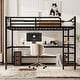 preview thumbnail 1 of 6, Metal Queen Size Loft Bed with Power Outlet and LED Lighted Black - Queen