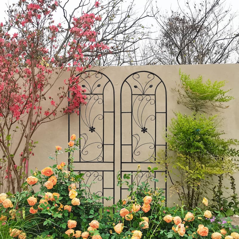 4 Pack Metal Garden Trellis Rustproof Trellis for Climbing Plants Outdoor Flower Support Black
