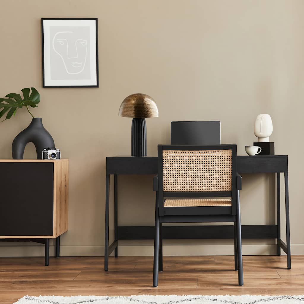 Fran River of Goods Black Metal and Brass Dome Shade 14.5-Inch Table Lamp - 9.5" x 9.5" x 14.5"