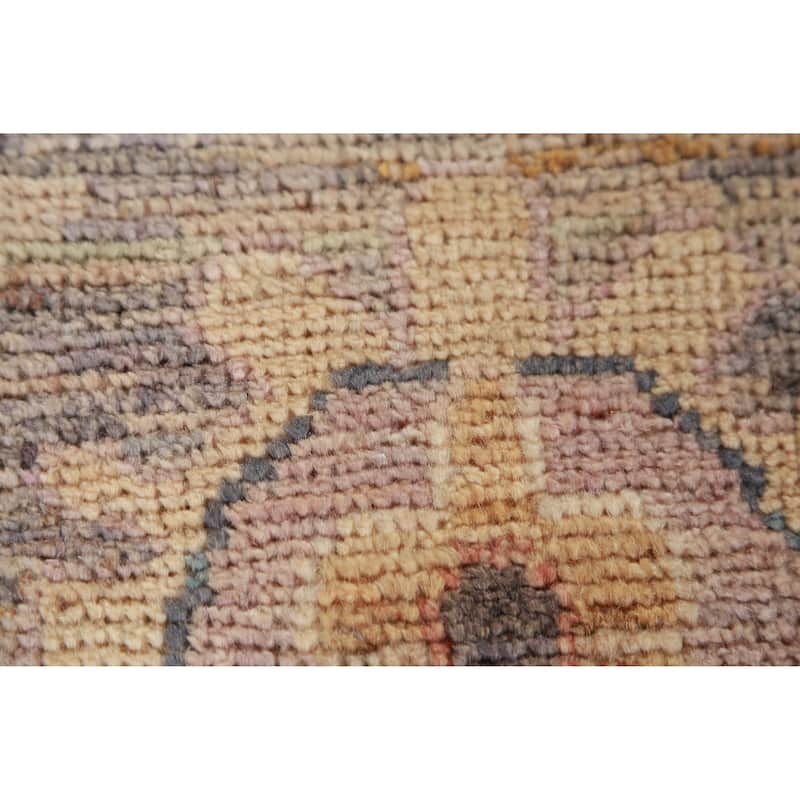 Hand Knotted Oriental 100% Wool Carpet Transitional Floral Multi-Colored Oushak Runner Rug - 9' 10'' X 2' 6''