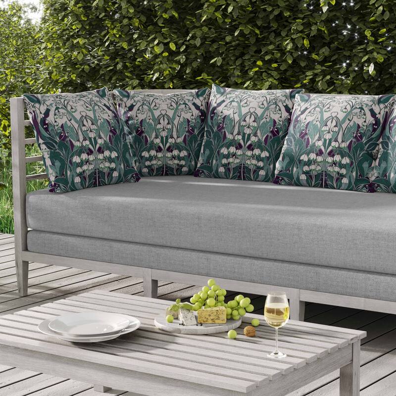 Lily of the Valley Indoor/Outdoor Reversible Throw Pillow White and Green