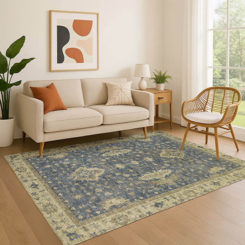 Premium Washable Super Soft Traditional Mayfield Rug - Blue - 5' x 7'6"