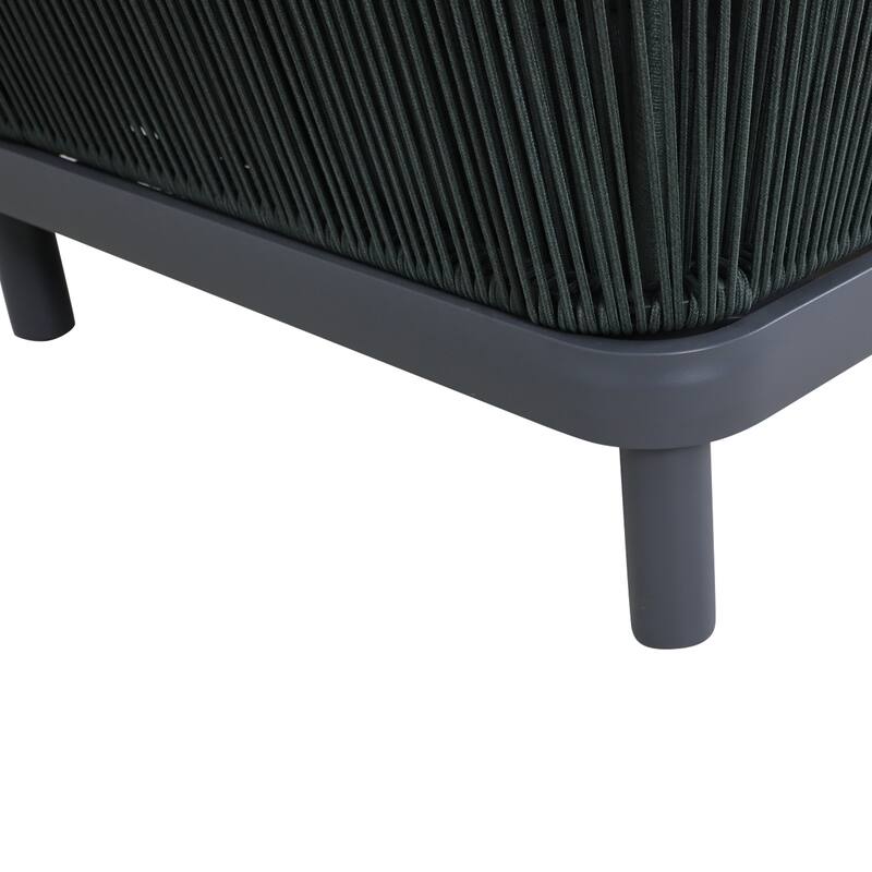 2-Piece Black Outdoor Sofa Set with Tray Table