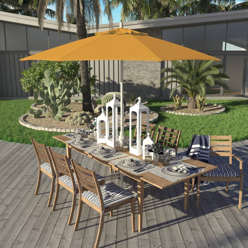 California Umbrella 9' Rd Golden State Series Patio Umbrella White Aluminum Frame Crank Lift Collar Tilt Pacifica Pacific Blue