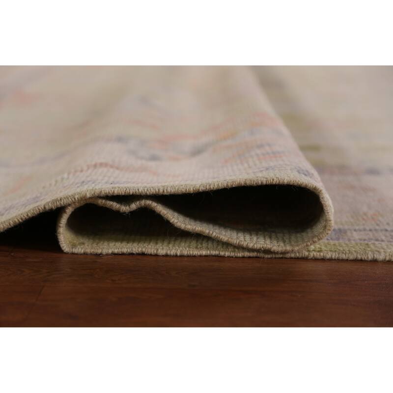 Hand Knotted Oriental 100% Wool Carpet Transitional All-Over Green Oushak Area Rug - 12' 5'' X 8' 10''