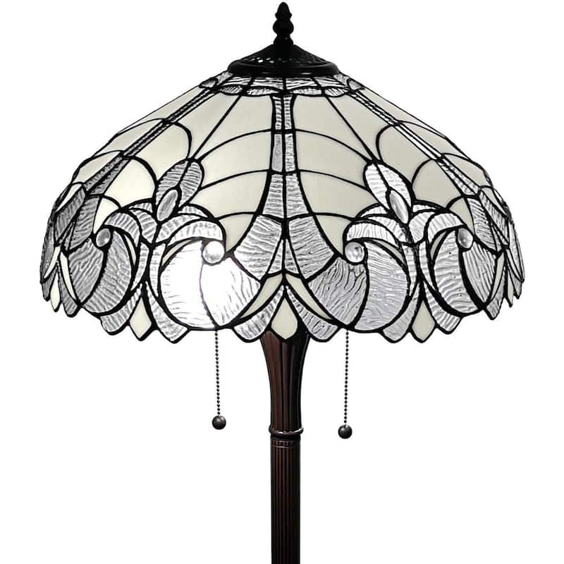 Tiffany Style Floor Lamp Jagged Edge Standing 62" Tall Stained Glass White Baroque Bedroom Reading AM205FL18B Amora Lighting