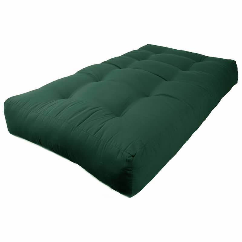 10-inch Thick Twill Futon Mattress (Twin, Full, or Queen) - Forest Green - Twin