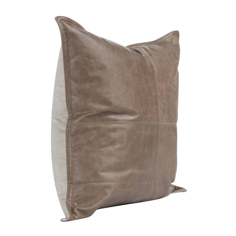 Kosas Home Cheyenne 100% Leather Throw Pillow, Taupe