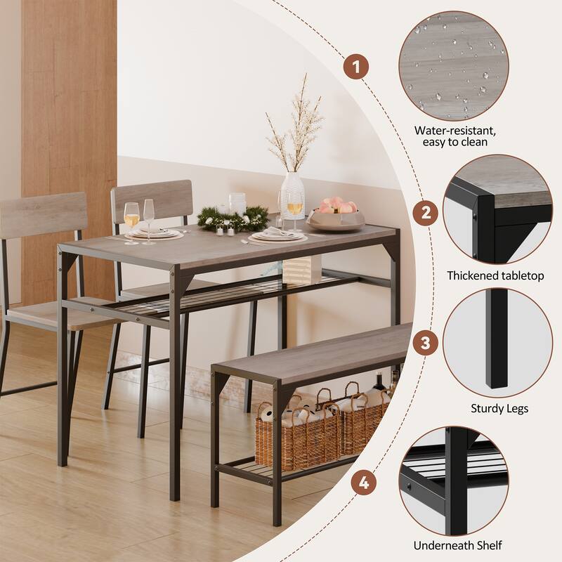 Futzca Dining Table Set, Kitchen Bar Table and Chairs, 3 Or 4 Pieces