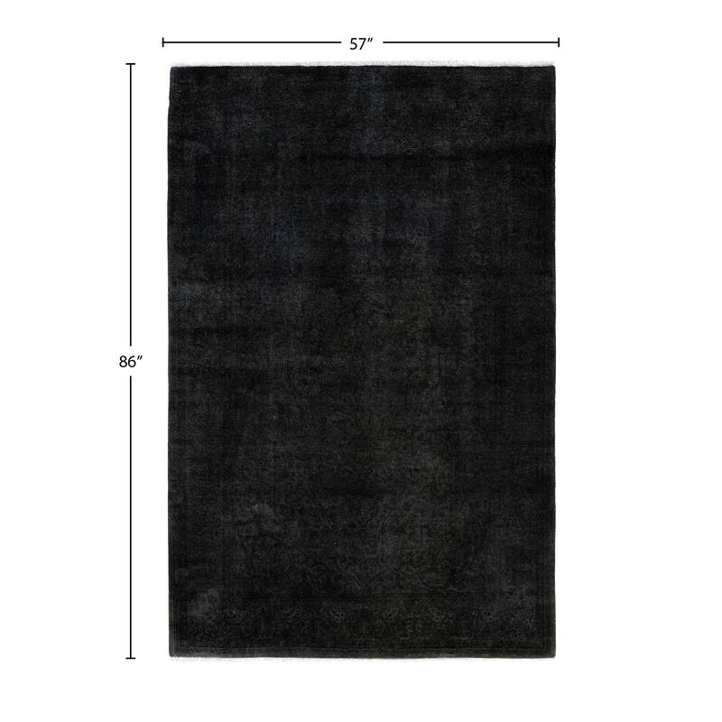 Overdyed One-of-a-Kind Hand-Knotted Area Rug - Black - 4' 9" x 7' 2"