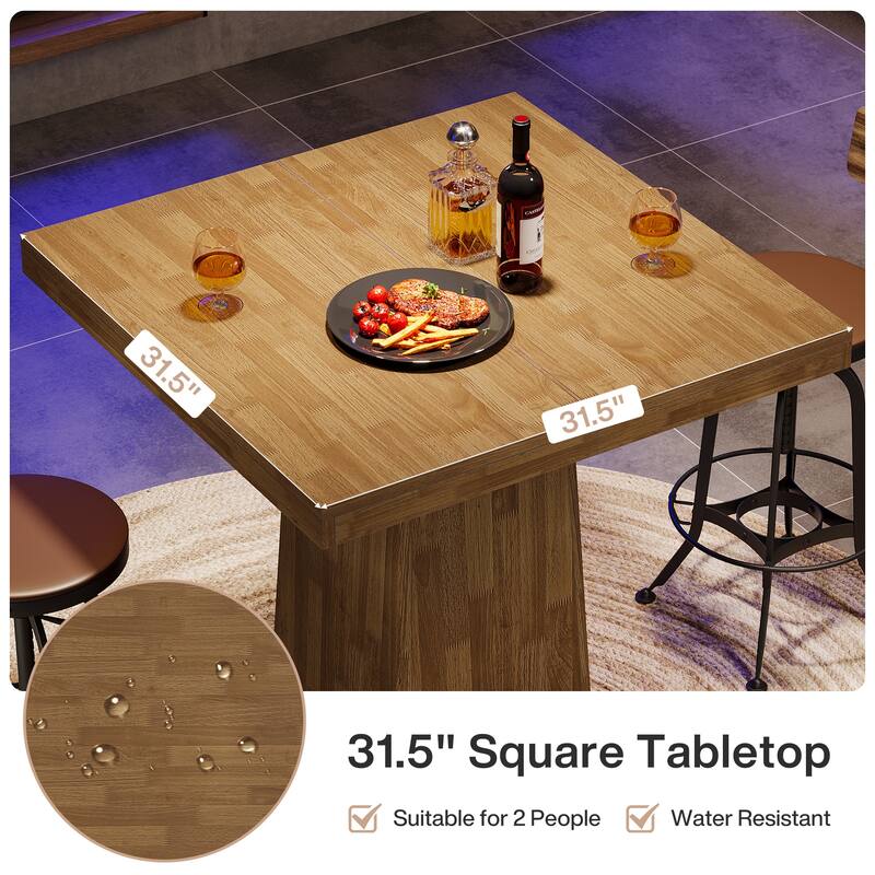 31.5 Inch Square Bar Table Small Kitchen Dining Table - 31.5" L x 31.5" W x 39.37" H